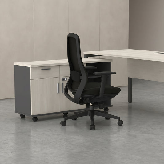 NORTA Mid Back Black Office Chair Kursi Kantor Ergonomis