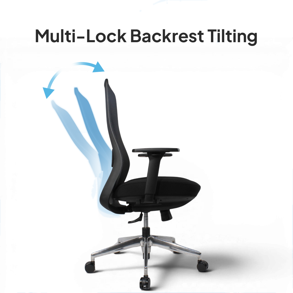 NORTA Mid Back Black Office Chair Kursi Kantor Ergonomis