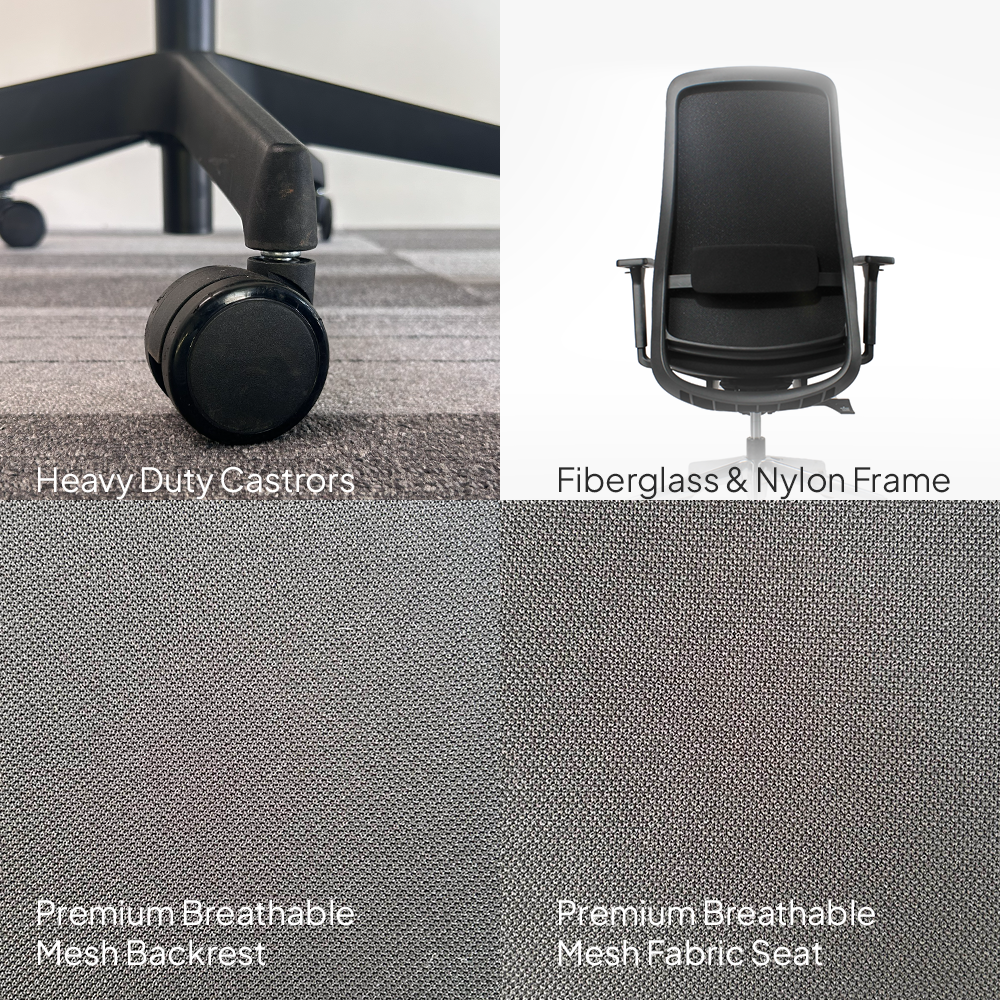 NORTA Mid Back Black Office Chair Kursi Kantor Ergonomis