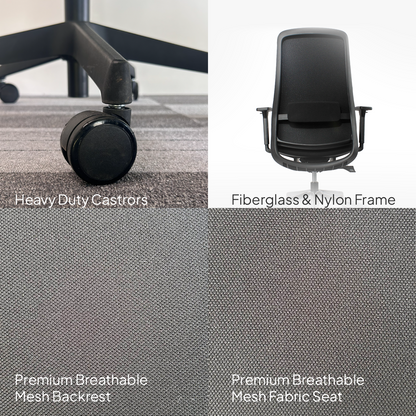 NORTA Mid Back Black Office Chair Kursi Kantor Ergonomis