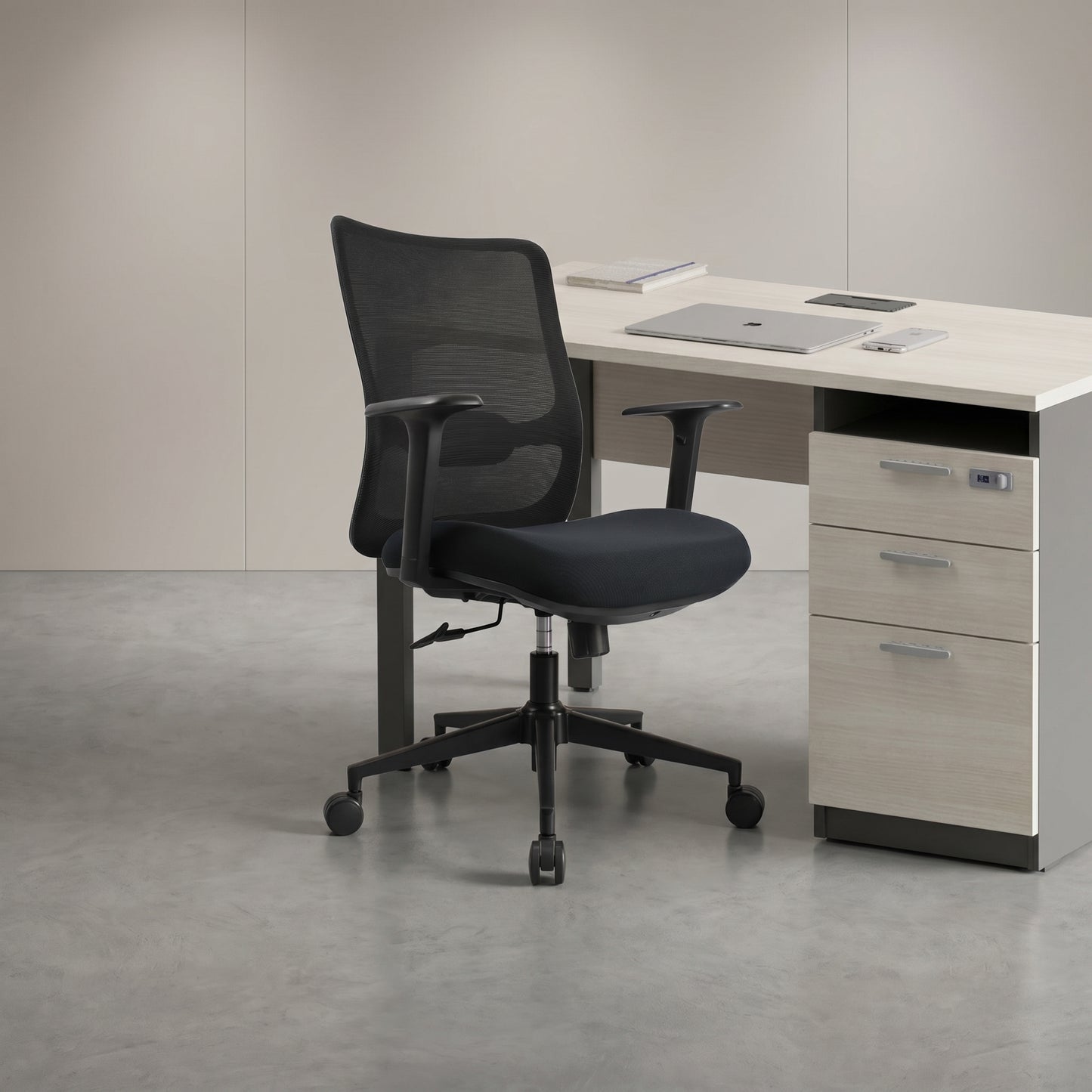 ORCA Mid Back Black Office Chair Kursi Kantor Ergonomis