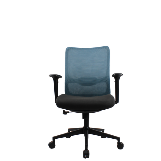 ORCA Mid Back Grey Blue Office Chair Kursi Kantor Ergonomis