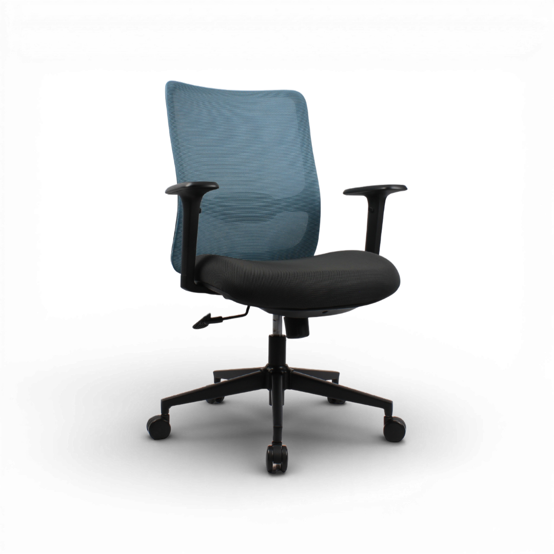 ORCA Mid Back Grey Blue Office Chair Kursi Kantor Ergonomis