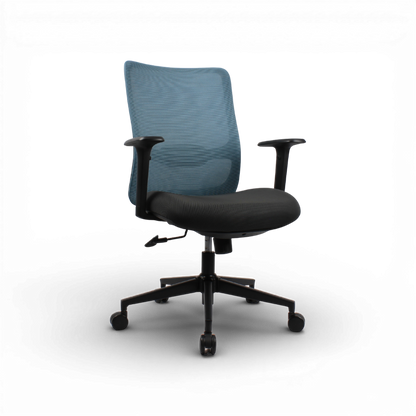 ORCA Mid Back Grey Blue Office Chair Kursi Kantor Ergonomis