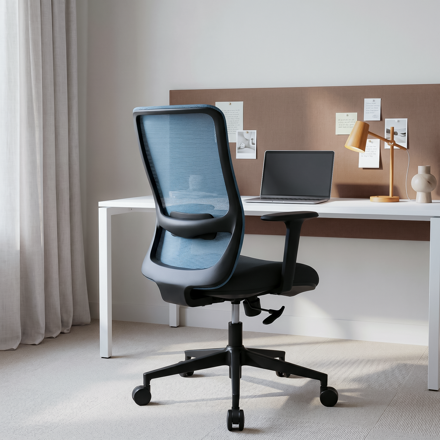 ORCA Mid Back Grey Blue Office Chair Kursi Kantor Ergonomis