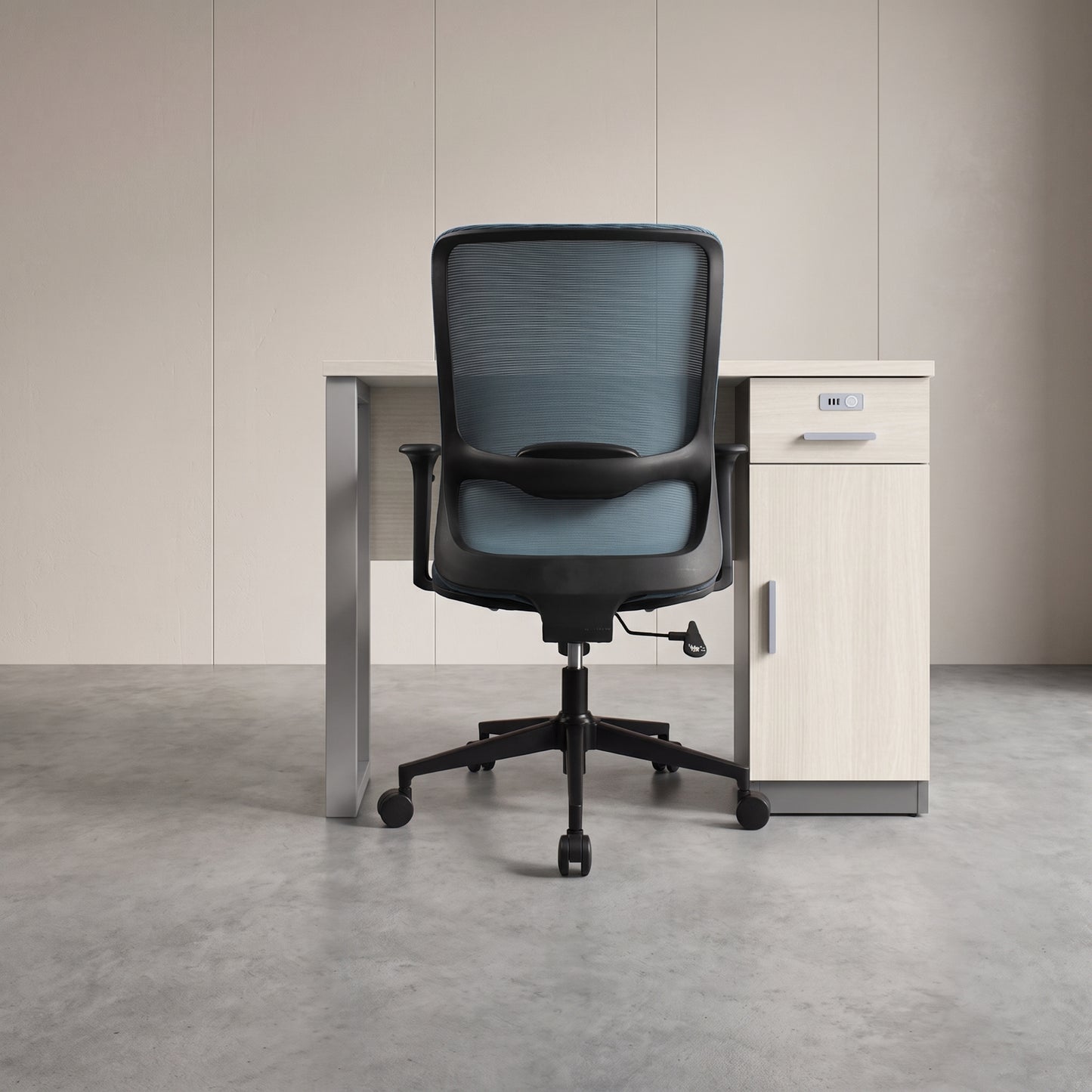 ORCA Mid Back Grey Blue Office Chair Kursi Kantor Ergonomis