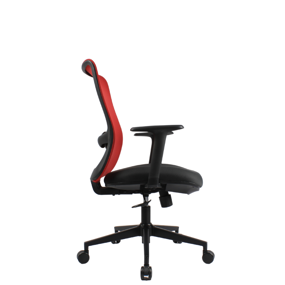 ORCA Mid Back Grey Red Office Chair Kursi Kantor Ergonomis