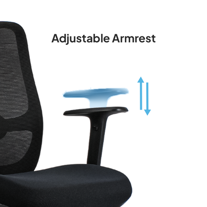 ORCA Mid Back Black Office Chair Kursi Kantor Ergonomis