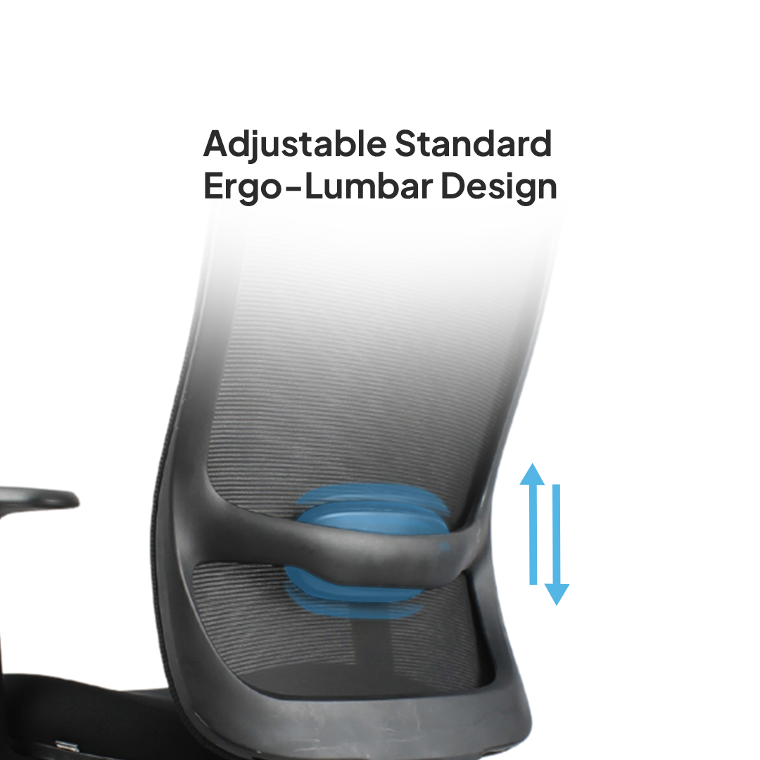ORCA Mid Back Black Office Chair Kursi Kantor Ergonomis