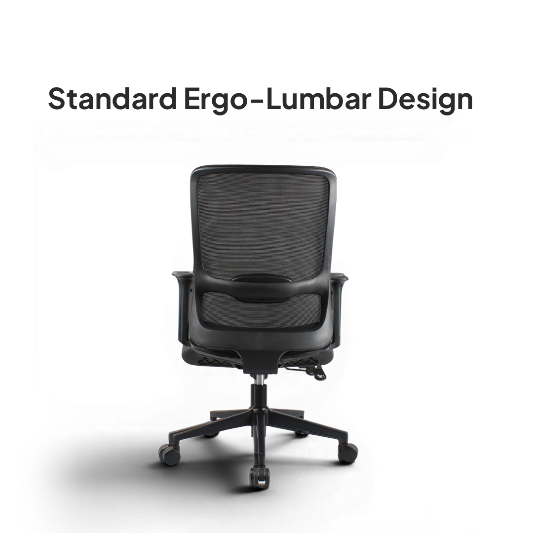 ORCA Mid Back Black Office Chair Kursi Kantor Ergonomis