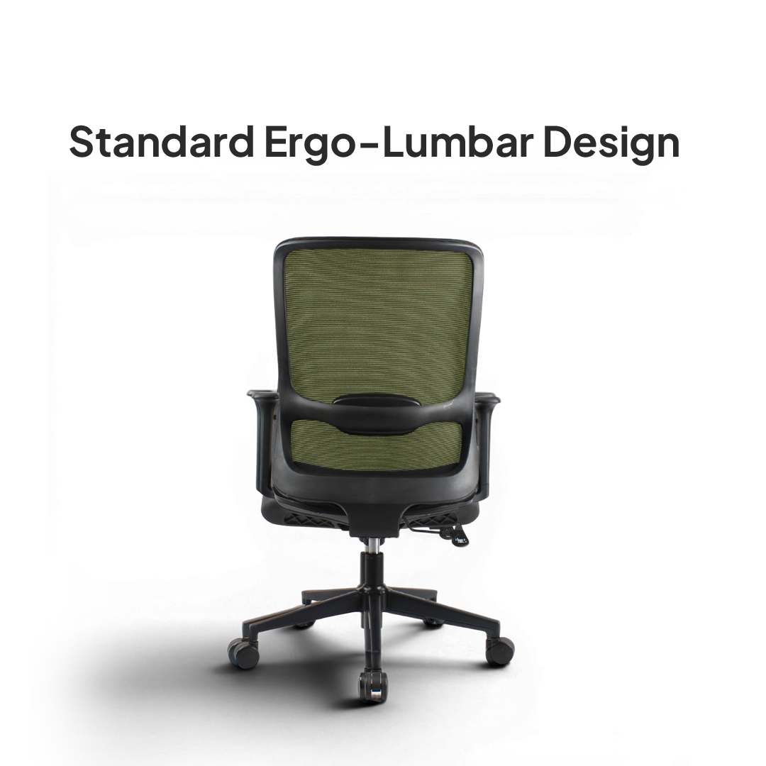 ORCA Mid Back Grey Green Office Chair Kursi Kantor Ergonomis