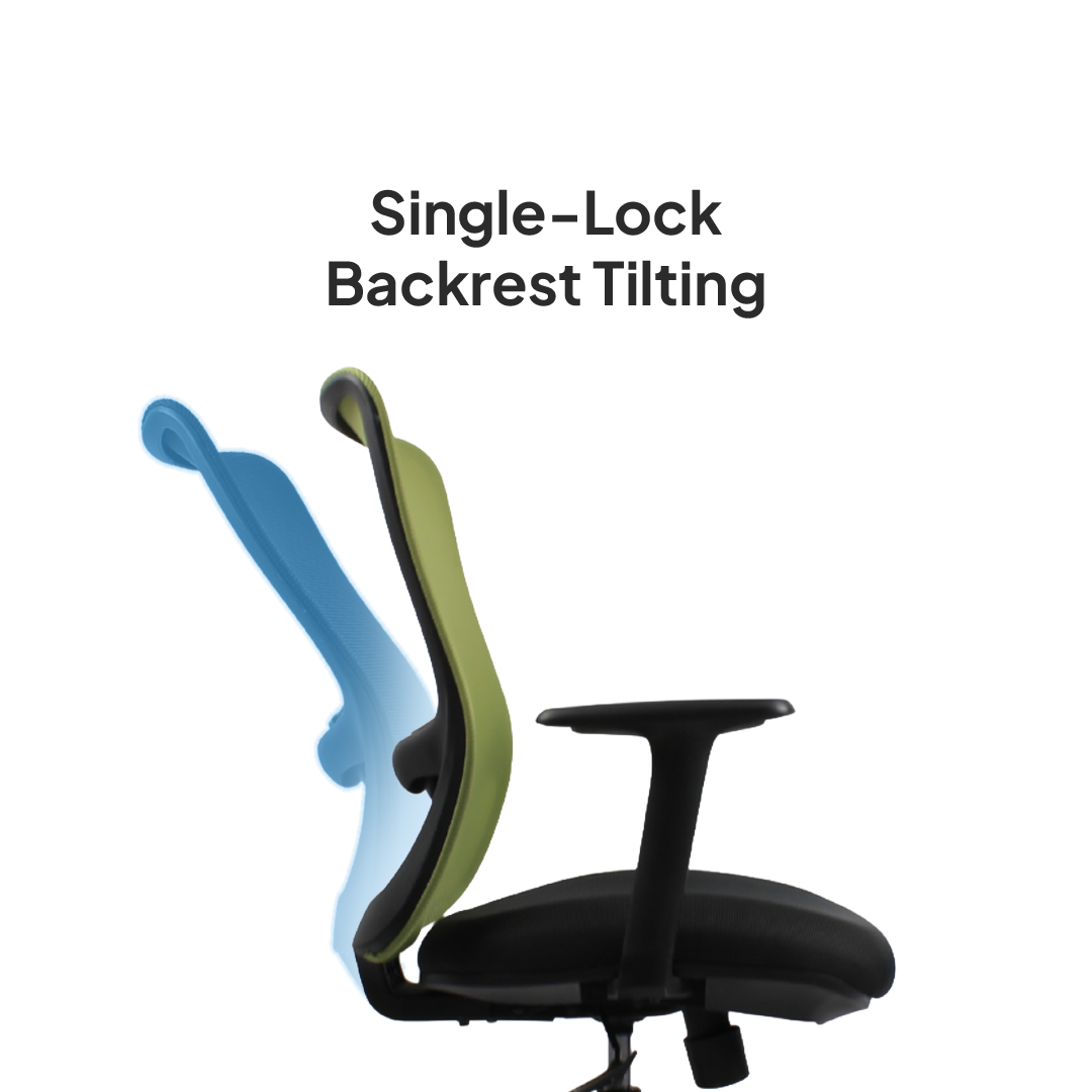 ORCA Mid Back Grey Green Office Chair Kursi Kantor Ergonomis