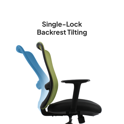 ORCA Mid Back Grey Green Office Chair Kursi Kantor Ergonomis