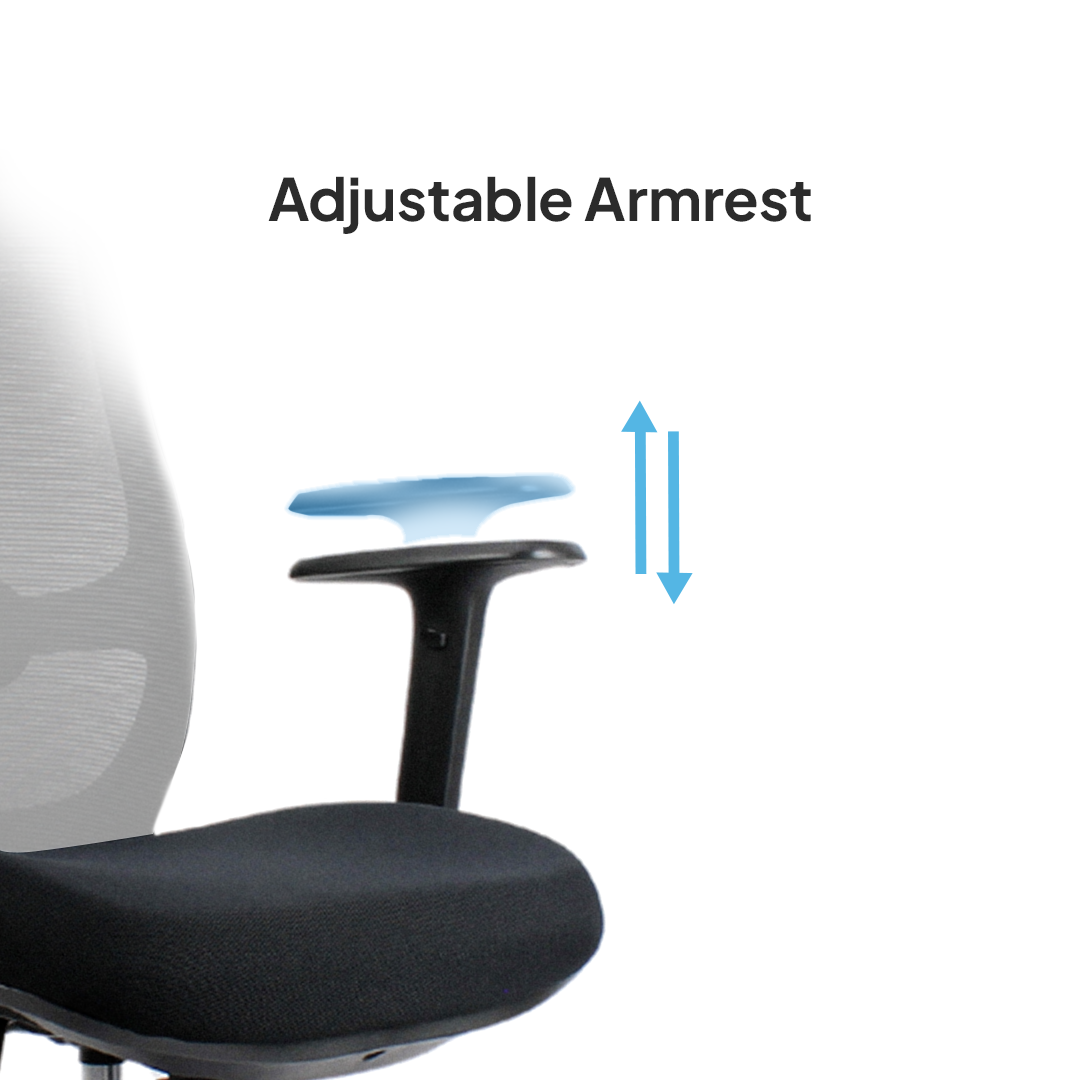 ORCA Mid Back Black Grey Office Chair Kursi Kantor Ergonomis