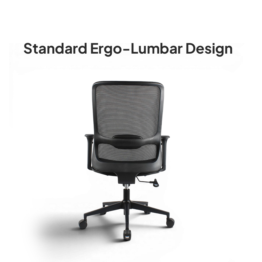 ORCA Mid Back Black Grey Office Chair Kursi Kantor Ergonomis