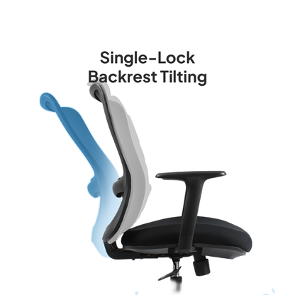 ORCA Mid Back Black Grey Office Chair Kursi Kantor Ergonomis