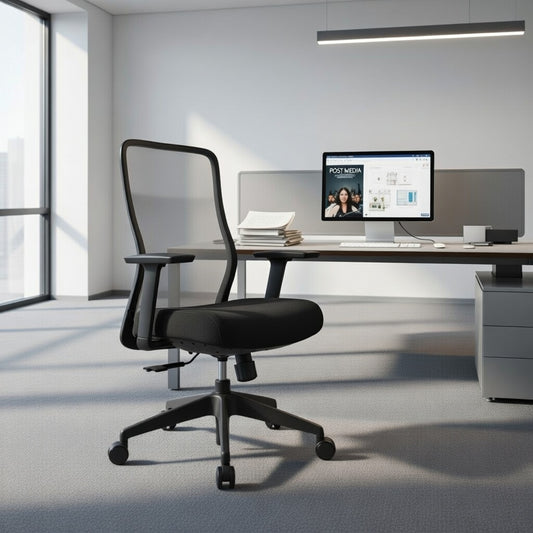 OTSO Mid Back Black Office Chair Kursi Kantor Ergonomis