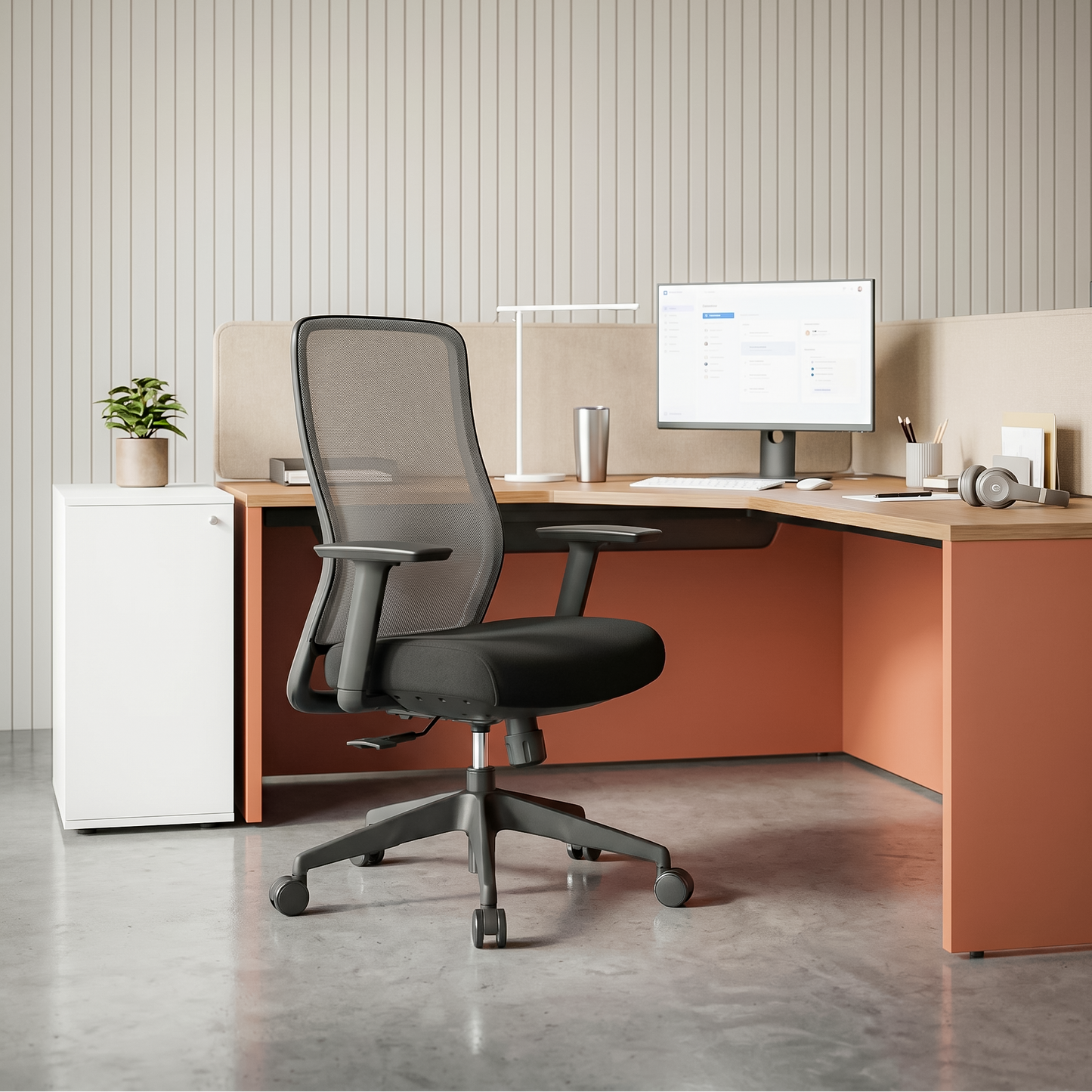 OTSO Mid Back Black Office Chair Kursi Kantor Ergonomis