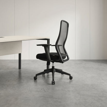 OTSO Mid Back Black Office Chair Kursi Kantor Ergonomis