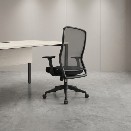OTSO Mid Back Black Office Chair Kursi Kantor Ergonomis