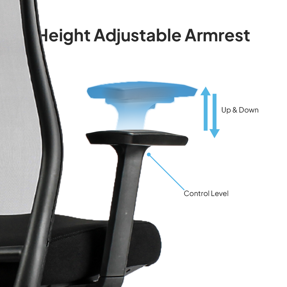 OTSO Mid Back Black Office Chair Kursi Kantor Ergonomis