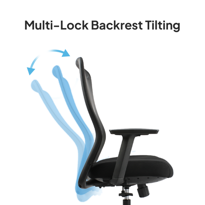 OTSO Mid Back Black Office Chair Kursi Kantor Ergonomis