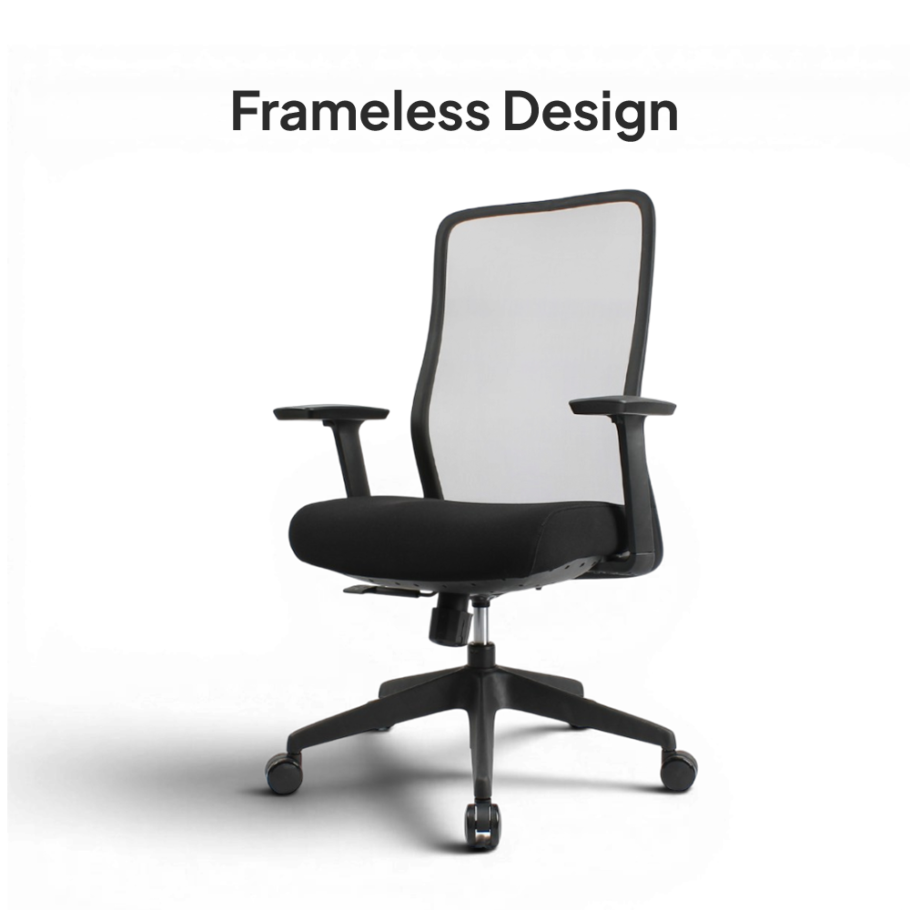 OTSO Mid Back Black Office Chair Kursi Kantor Ergonomis