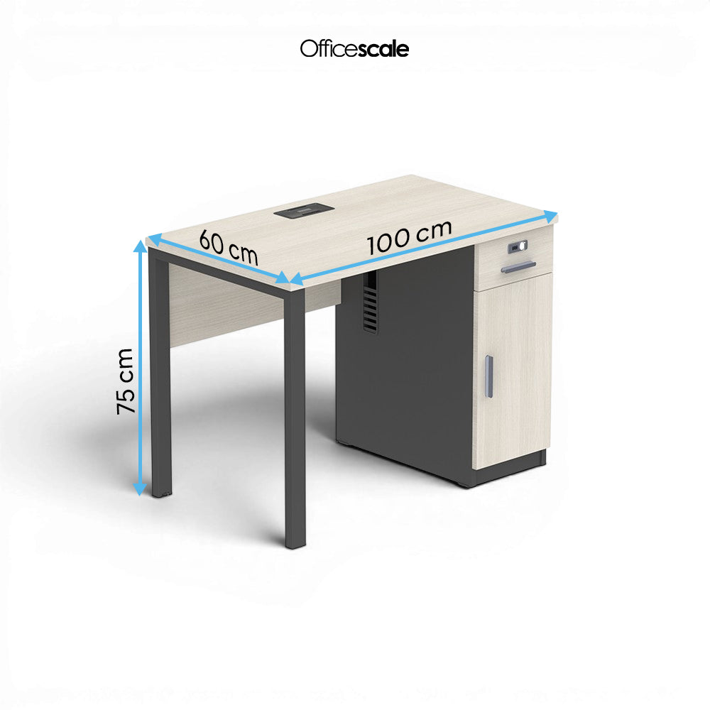 PLATA Clerical Desk Meja Kerja Kantor 100x60cm Ash Grey