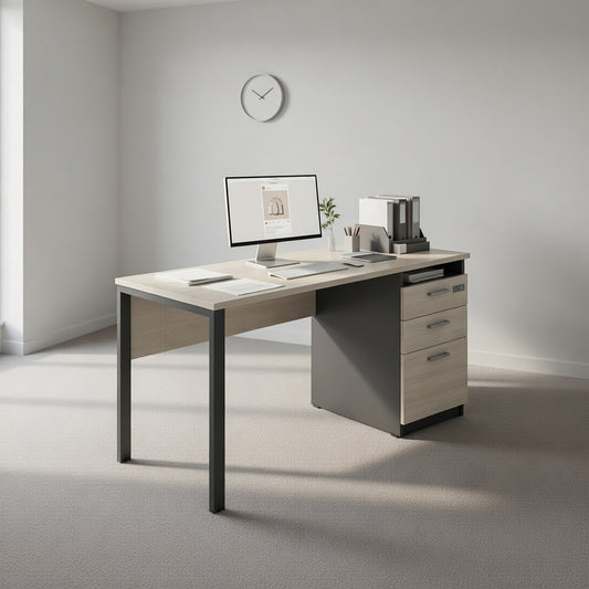 PLATA Clerical Desk Meja Kerja Kantor 140x60cm Ash Grey