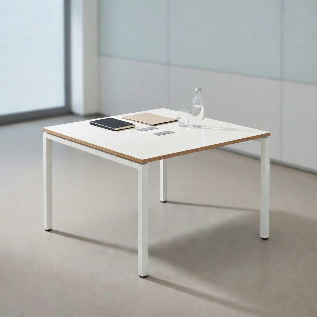 PLATA Conference Table Meja Meeting 120x120cm White Pine