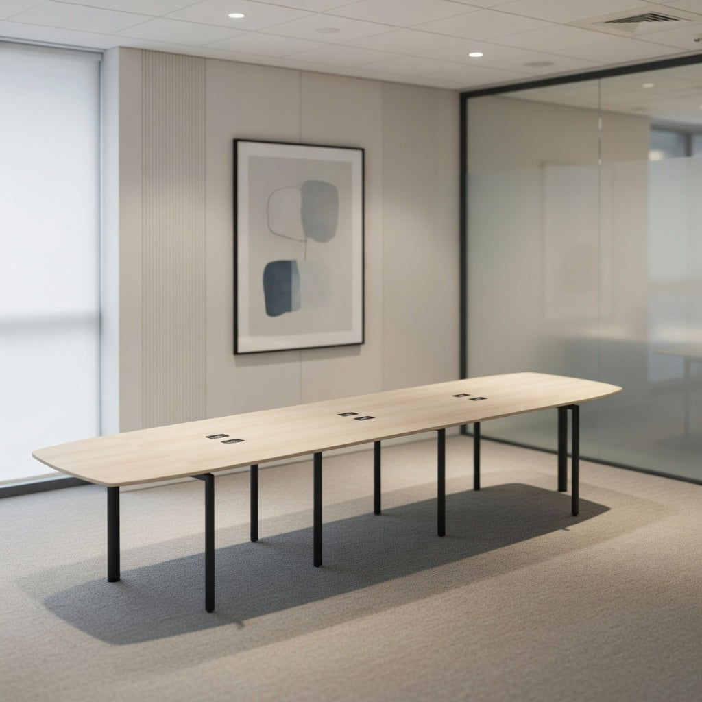 PLATA Conference Table Meja Meeting 16 Orang 580x120cm Ash Grey