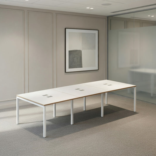 PLATA Conference Table Meja Meeting 10 Orang 360x120cm White Pine