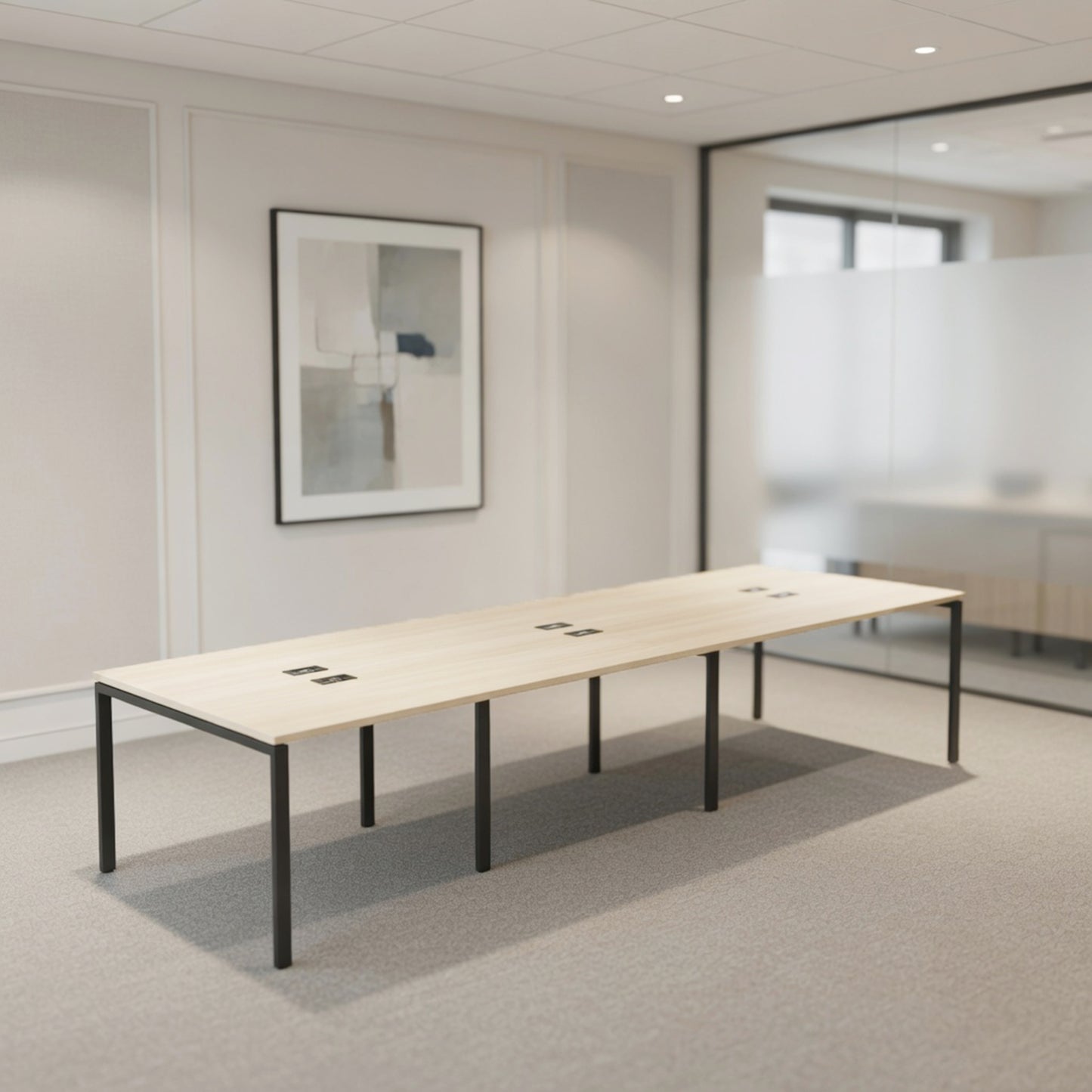 PLATA Conference Table Meja Meeting 12 Orang 420x120cm Ash Grey