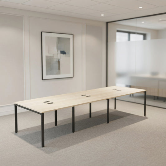PLATA Conference Table Meja Meeting 12 Orang 420x120cm Ash Grey