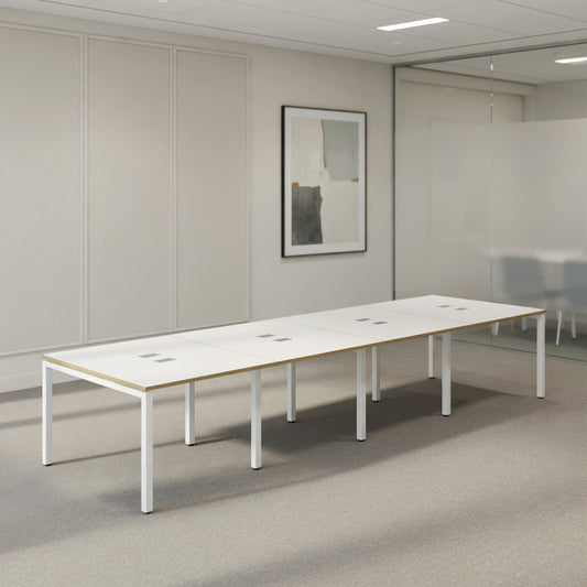 PLATA Conference Table Meja Meeting 12 Orang 480x120cm White Pine