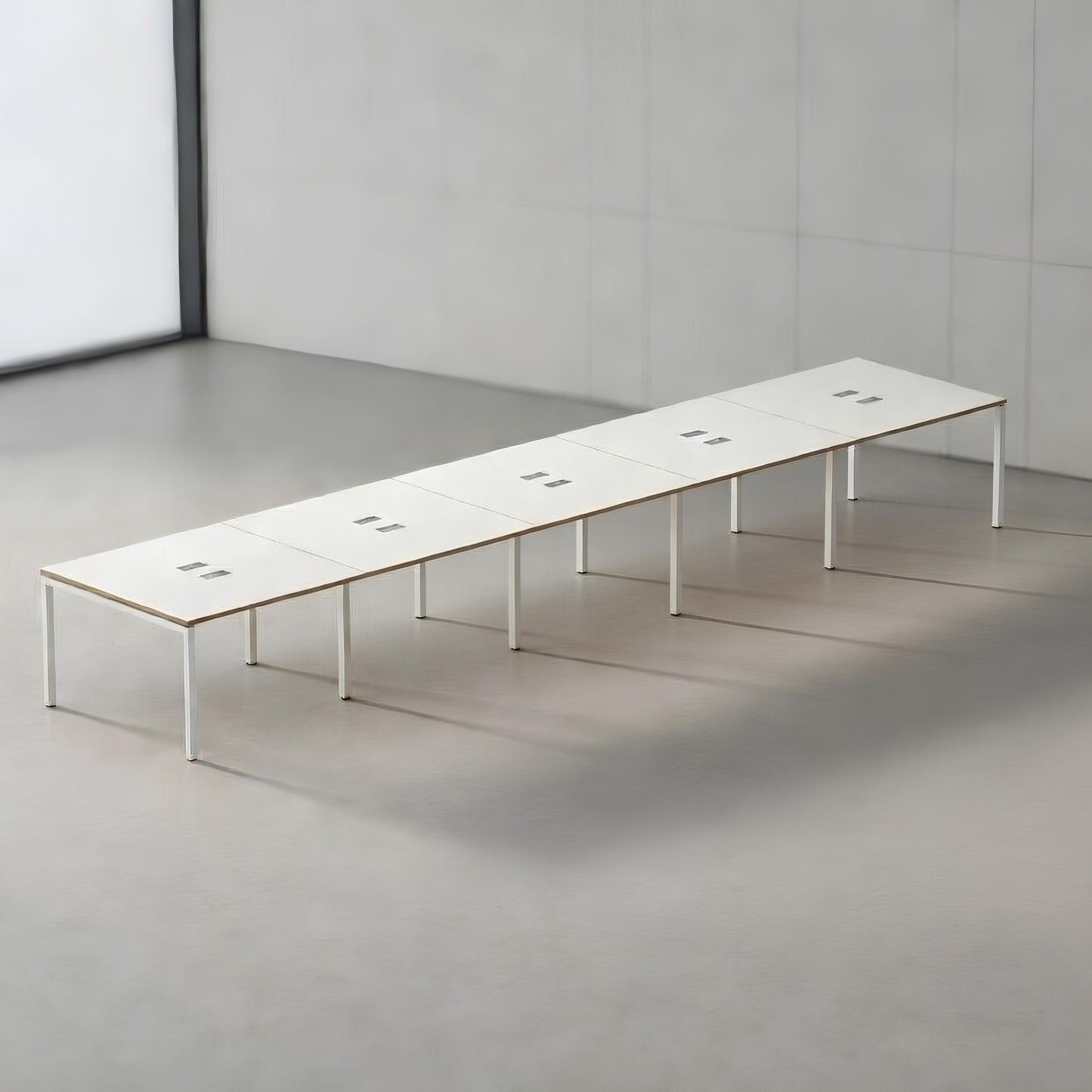 PLATA Conference Table Meja Meeting 16 Orang 600x120cm White Pine
