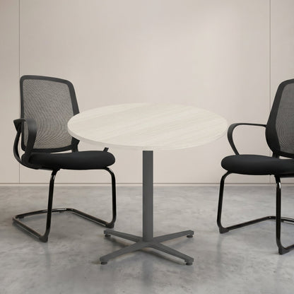 PLATA Conference Table Meja Meeting Bulat Diameter 90cm Ash Grey