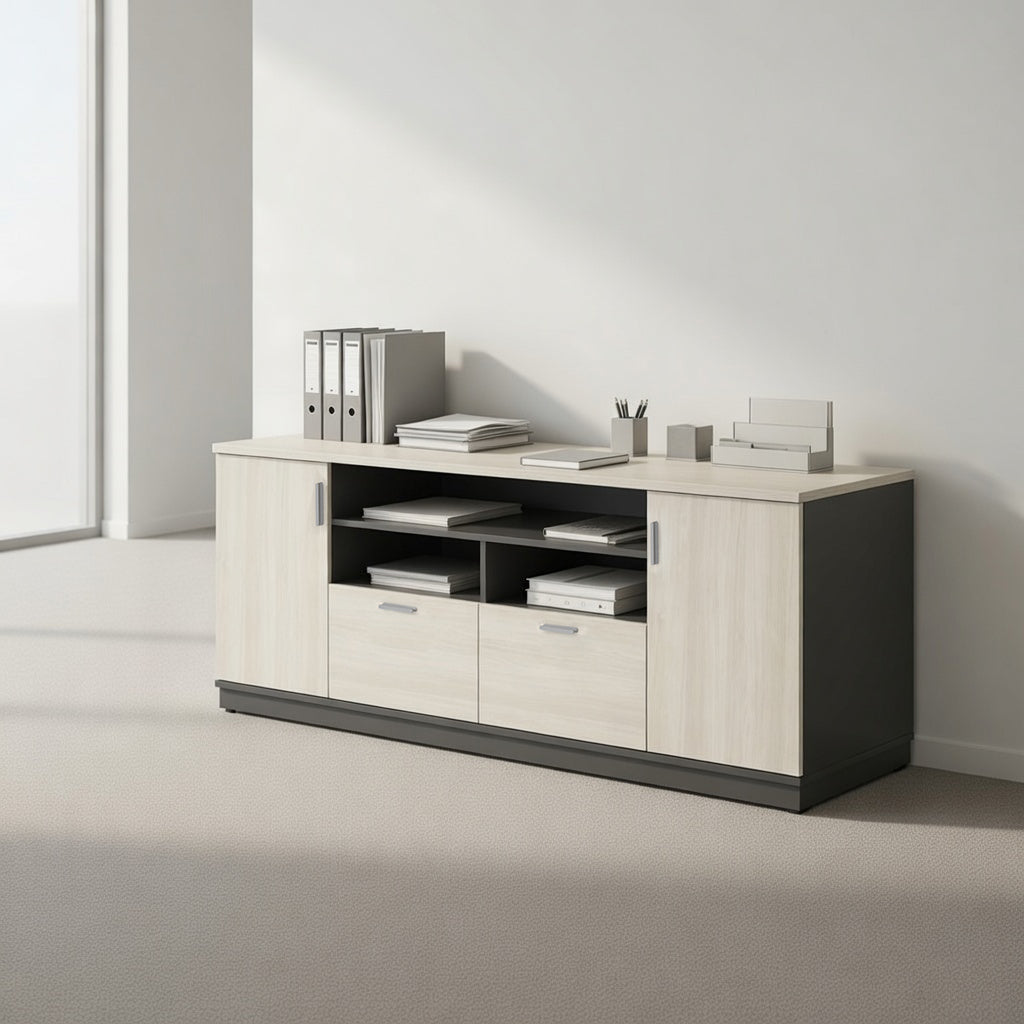 PLATA Credenza Kabinet Kantor 200x40x75cmcm Ash Grey