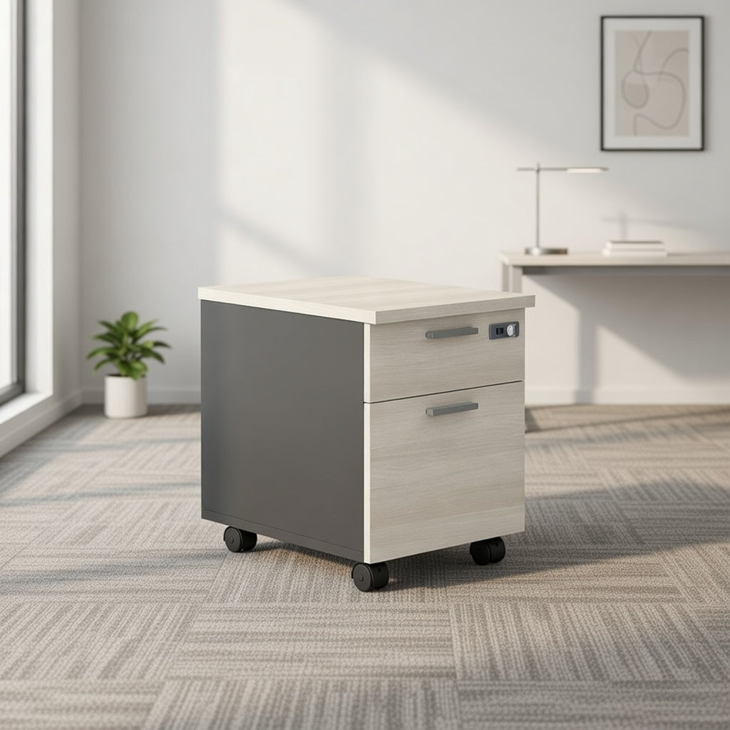 PLATA Mobile Pedestal Laci Kantor 2 Drawer Ash Grey