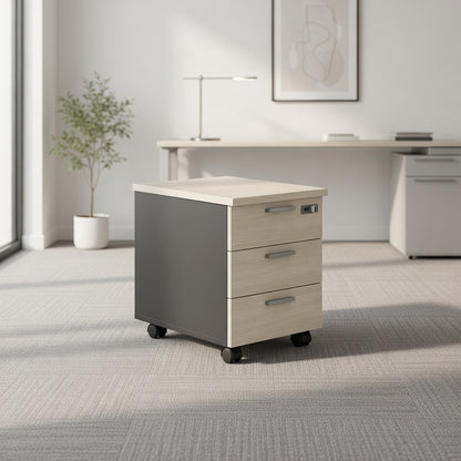 PLATA Mobile Pedestal Laci Kantor 3 Drawer Ash Grey