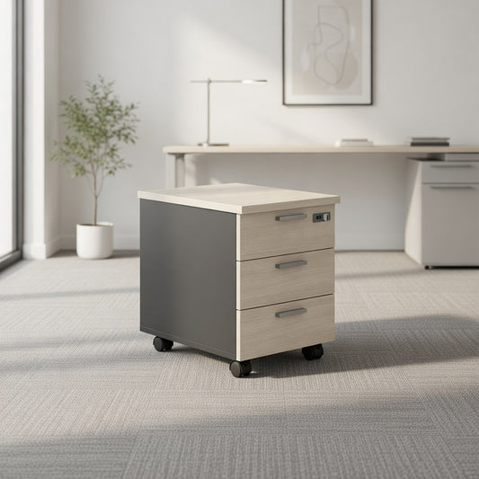 PLATA Mobile Pedestal Laci Kantor 3 Drawer Ash Grey