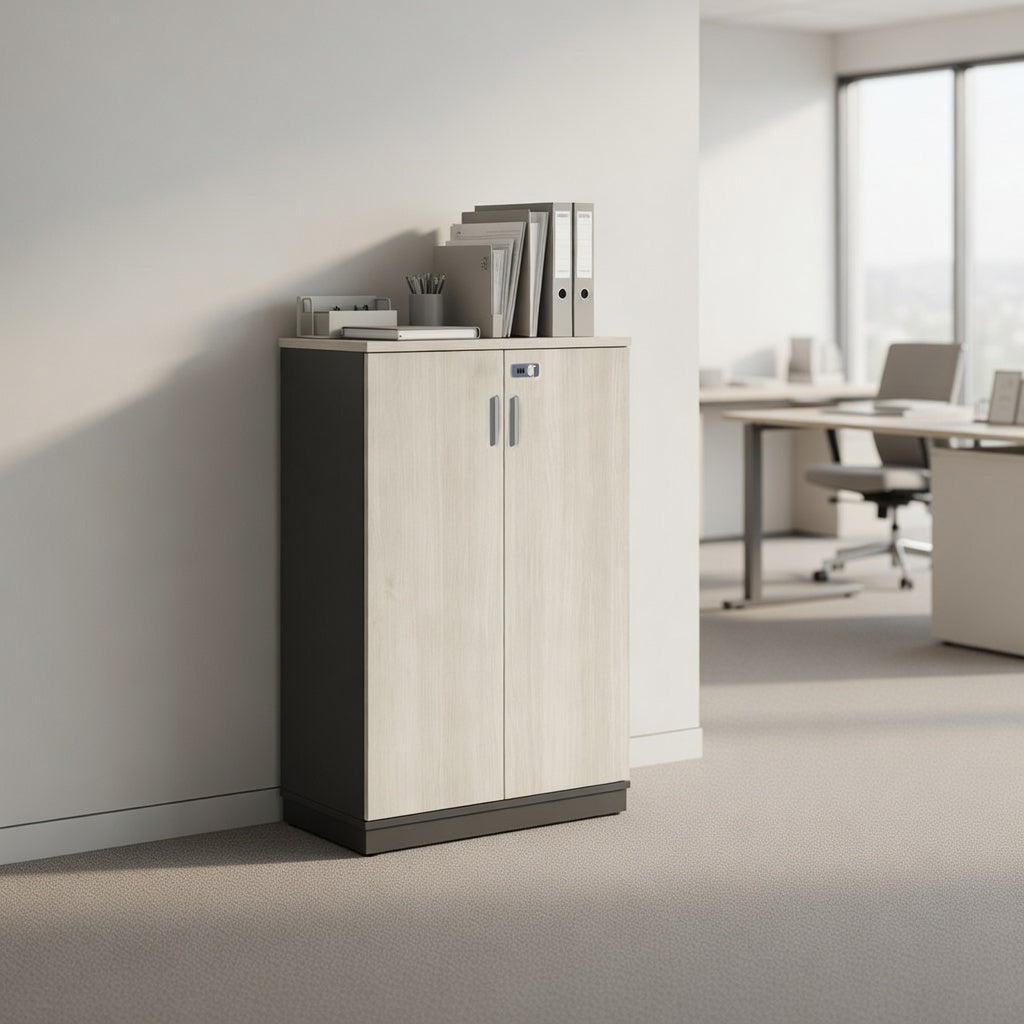 PLATA High Cabinet Rak Kantor 80x40x130cm Ash Grey