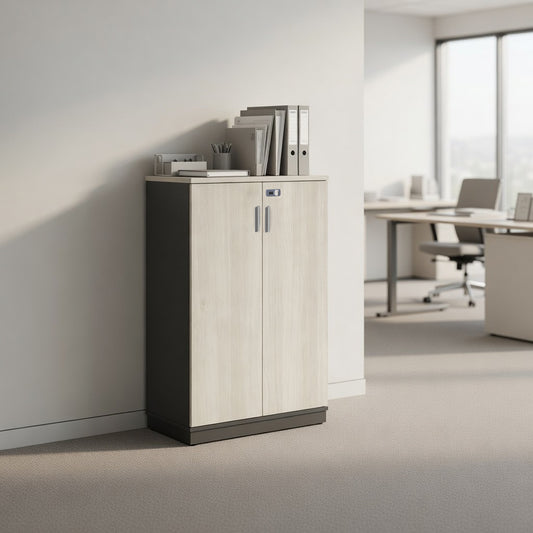 PLATA High Cabinet Rak Kantor 80x40x130cm Ash Grey
