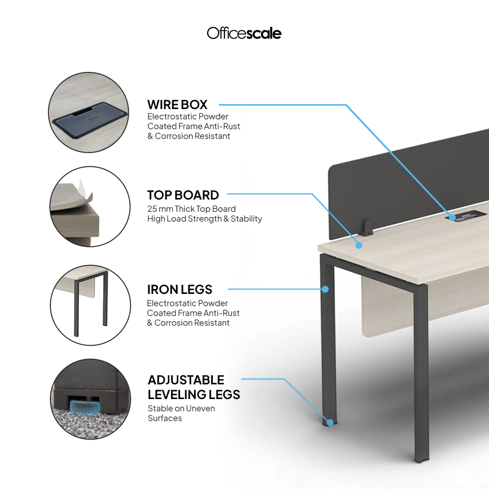 PLATA Manager Desk Meja Kerja Kantor 160x80cm Ash Grey