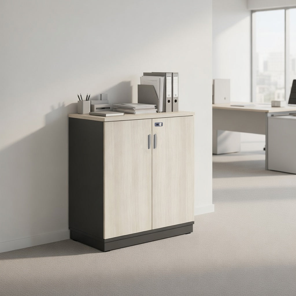 PLATA Medium Cabinet Rak Kantor 80x40x87cm Ash Grey
