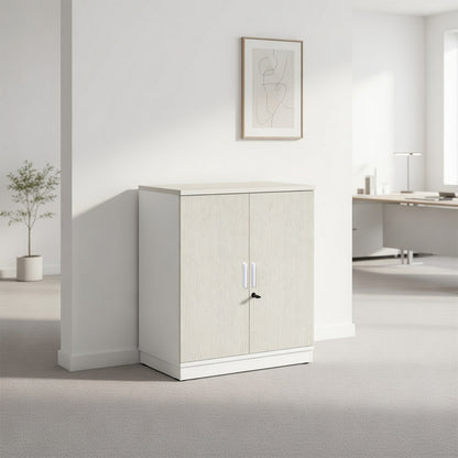 PLATA Medium Cabinet Rak Kantor 80x40x87cm White Ash