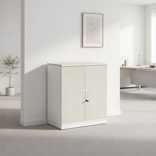 PLATA Medium Cabinet Rak Kantor 80x40x87cm White Ash