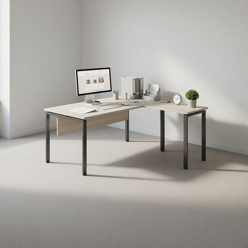 PLATA Meja Kerja Kantor L 160x160cm Ash Grey