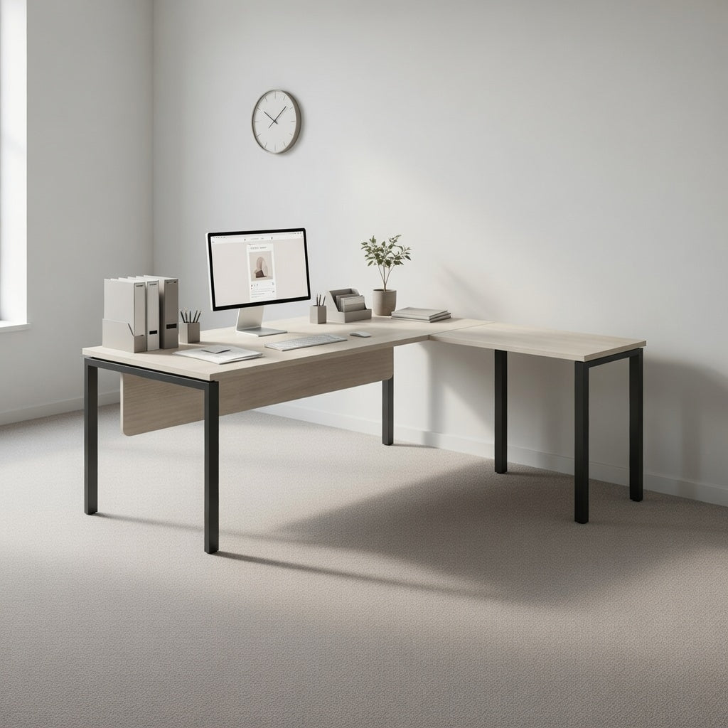 PLATA Meja Kerja Kantor L 180x160cm Ash Grey