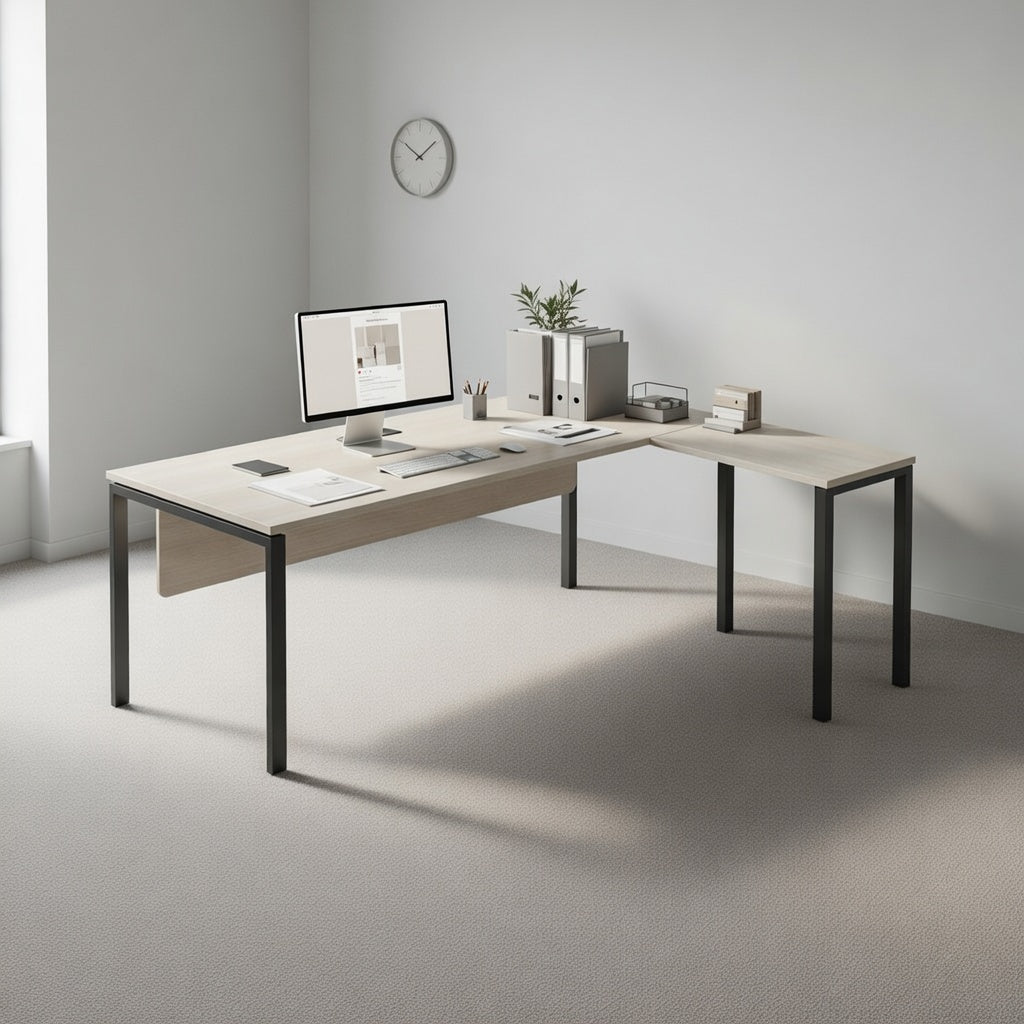 PLATA Meja Kerja Kantor L 200x160cm Ash Grey